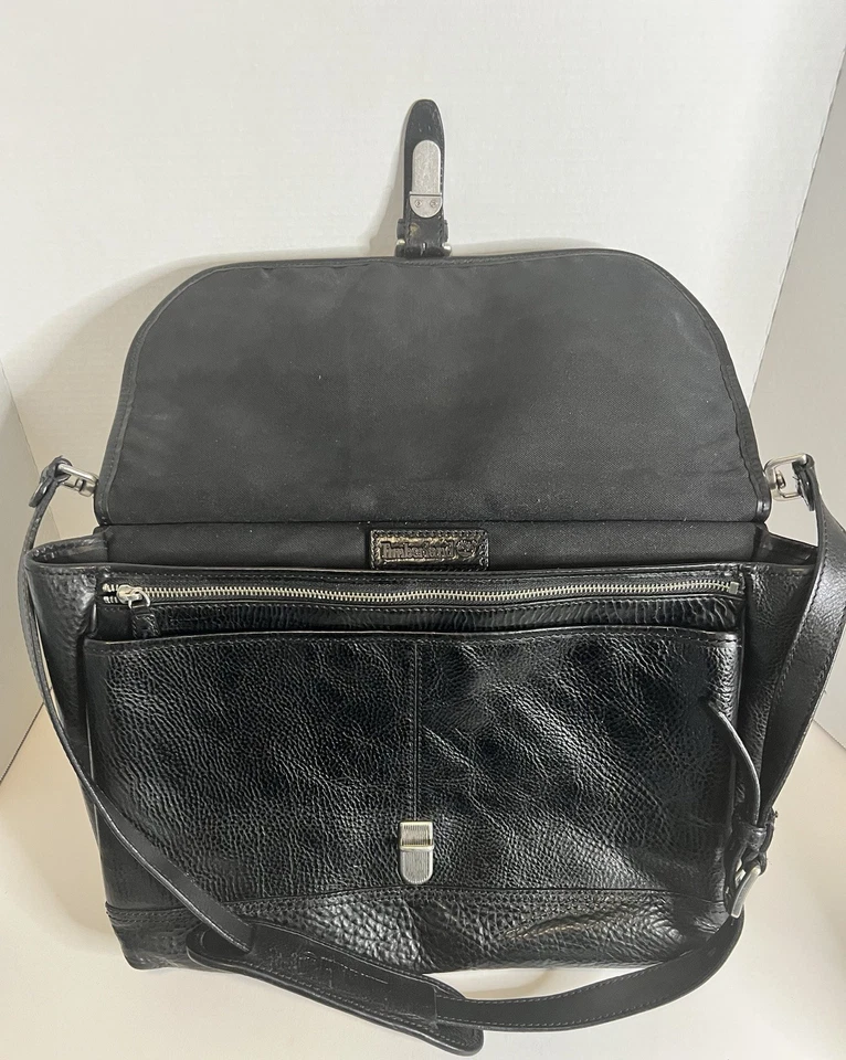 Maletín de cuero negro resistente Timberland vintage bolso mensajero EE. UU. Foto 2 de 4