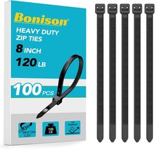 Zip Ties 8 inch Heavy Duty with 120 Pounds 8 Inch, 8inch-100pack 
