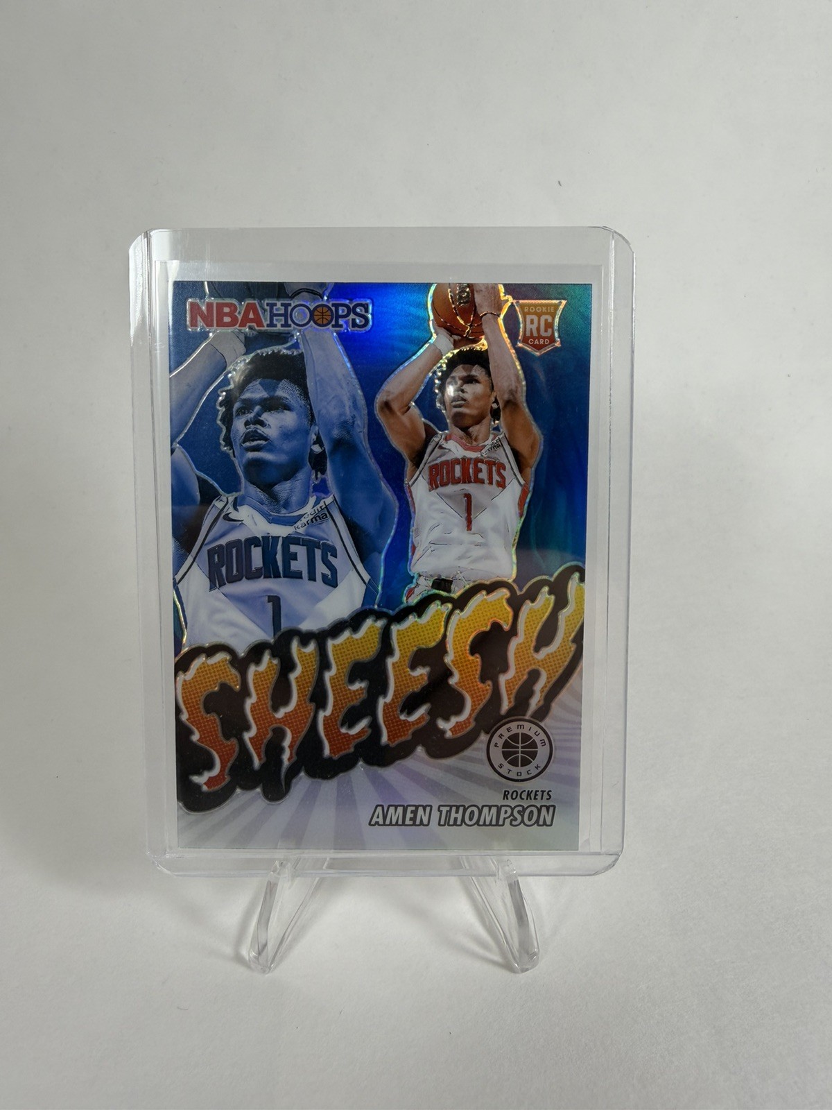 2023-24 Hoops Premium Stock #4 Amen Thompson Sheesh Silver Prizm RC