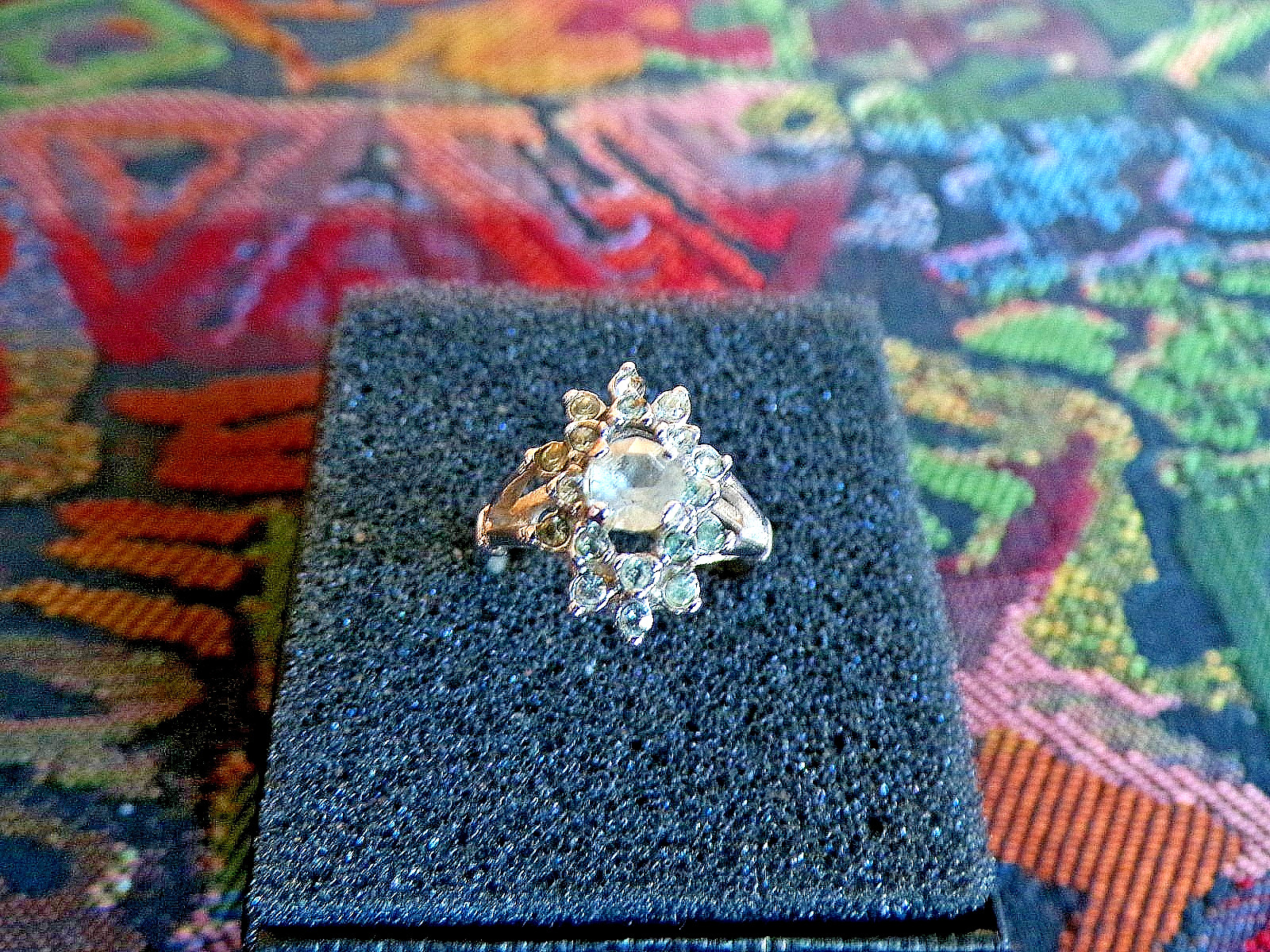 Sparkling Silver Tone Rhinestone Statement Cockta… - image 1