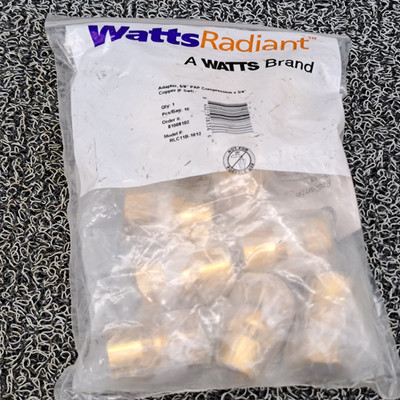Watts Radiant Adapter 5/8'' PAP Compression X 3/4'' Copper Sweat  RLC11B-1012 10Pc