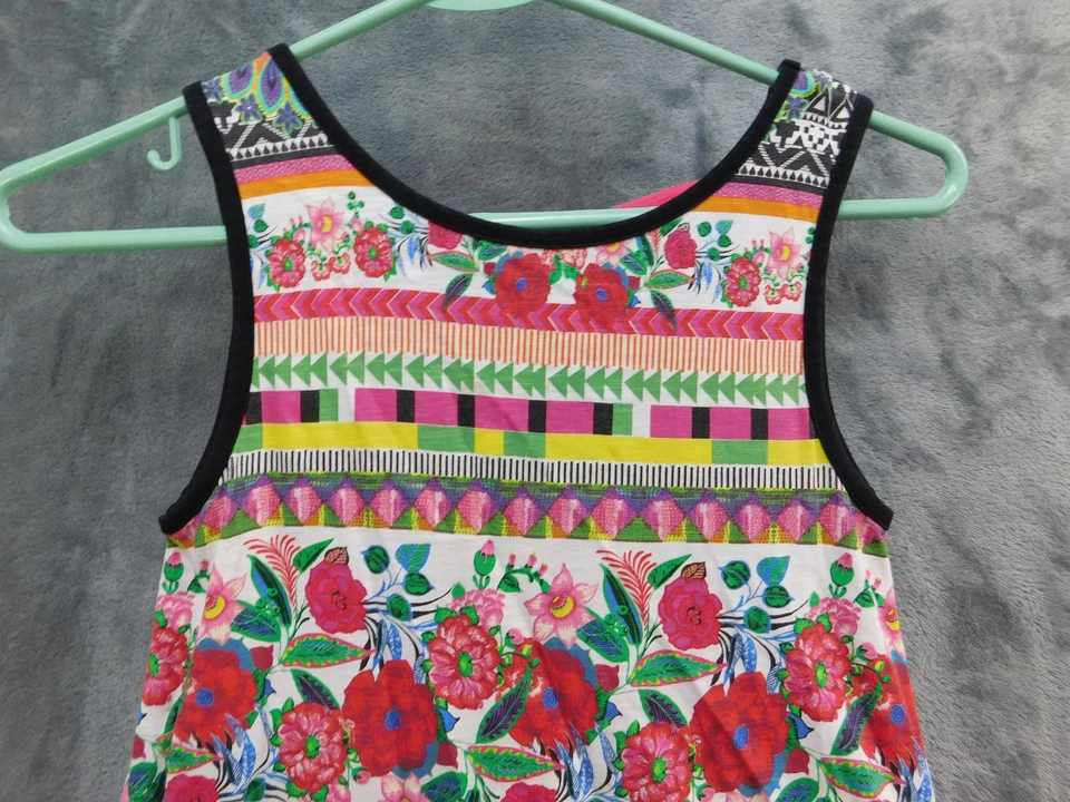 Vestido Desigual Niñas 9/10 Multicolor Floral Algodón Orgánico Lazo Espalda Verano Boho Foto 2 de 4