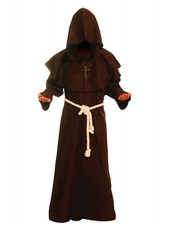 Medieval Priest Monk Robe Hooded Cloak Wizard Sorcerer Cape X-Large Coffee Robe