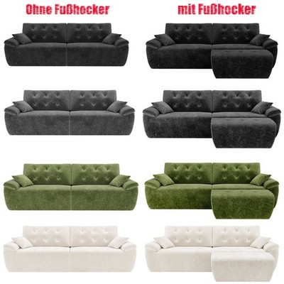 3/4-Sitzer Sofa mit Schlaffunktion Chenille L-Form Couch Loveseat Sitzcouch DE