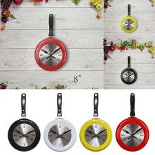 Cute Wall Clock 8 Inch Metal Frying Pan Shape Modern Art Home Bedroom Kitchen