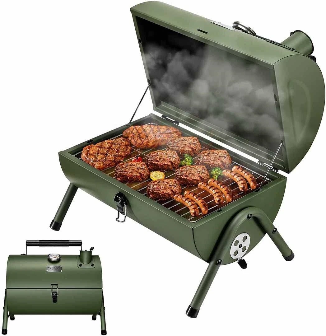 Adjustable Portable Charcoal Grill Multi-functional Metal Small BBQ Smoker US