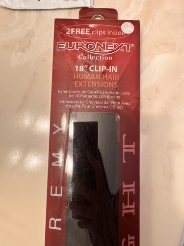 Euronext 100% Human Hair Extensions Premium Remy Straight 10 Clip In 18" Dark Br
