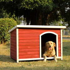 Weatherproof Wooden Outdoor Dog House, Large, 1-Year Warranty