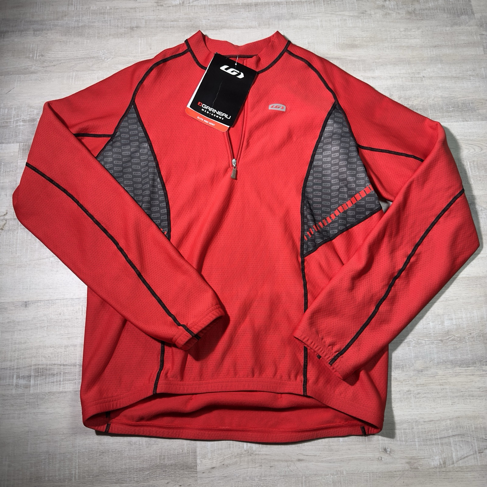 Garneau Mens Cycling Jersey Red 3XL Elite ProVent Biking Outdoor Stretch 1/4 Zip