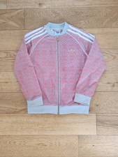 Girls Age 7-8 Adidas Tracksuit Top In Good Condition All Over Print