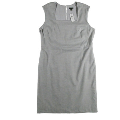 Ann Taylor Factory Gray Sheath Dress 16 Slvless Square Neck Work Career Office