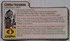 Vintage GI Joe EELS  1985 File Card V1 ARAH  Cobra Frogman