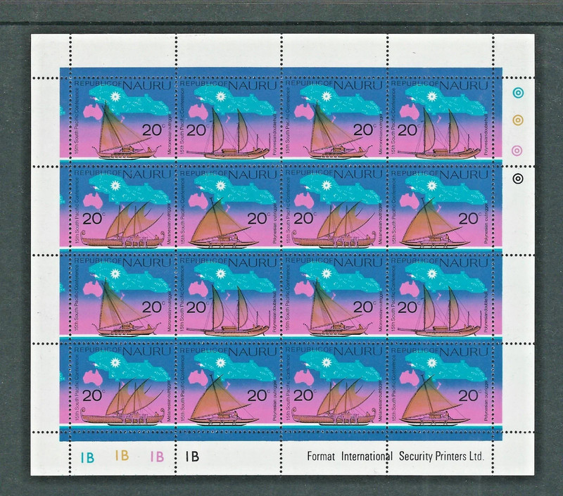 Nauru 1975 #127a Sheet of 4 blocks of 4 MNH South Pacific Conference/Ships/Boats