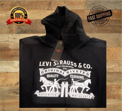 Levi Strauss & Co Hoodie Sweater | Black | Logo Two Horse Pull | Men's 2XL | NWT