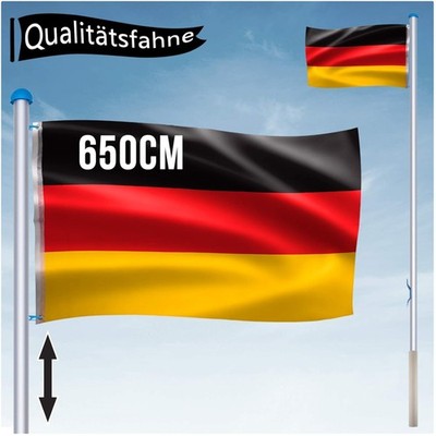 Fahnenmast 6,5 m Aluminium Deutschlandfahne Garten Flaggenmast Witterungsbest...