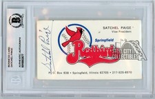 Satchel Paige Autographed Springfield Redbirds Business Card BAS