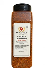 Chicken Dewormer Powder-Chili Mix , All-Natural Formula, 1LB Jar, US-Made