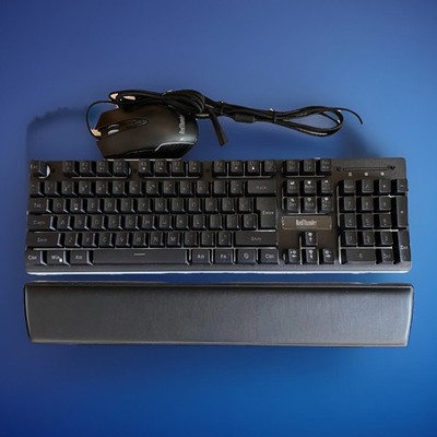 RedThunder K10 Wired Gaming Keyboard and Mouse and Wrist Rest Combo- Black