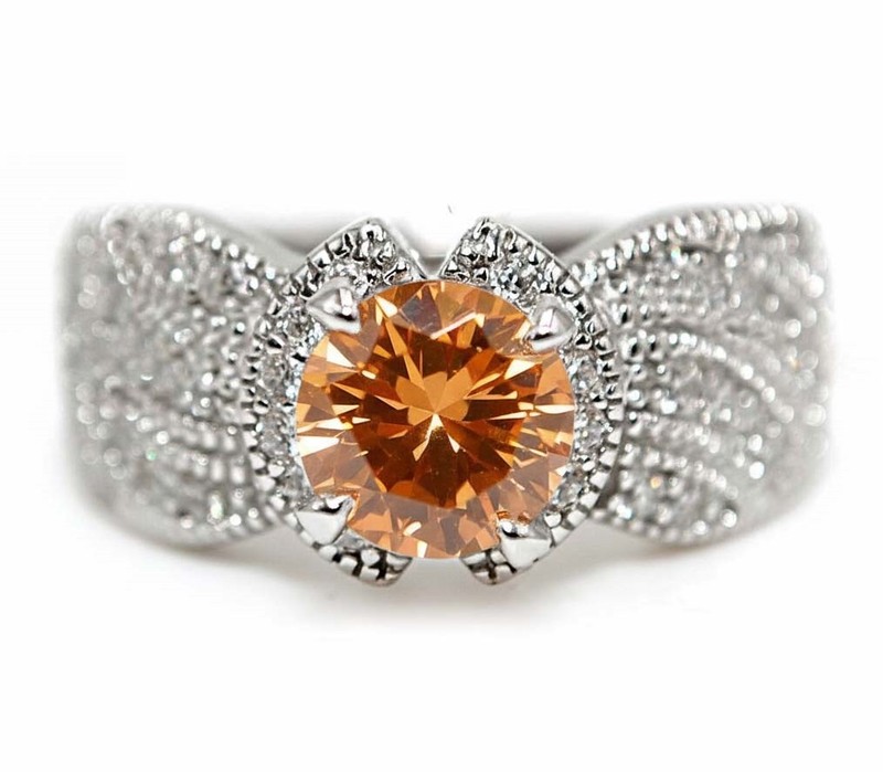 2CT  Padparadscha 925 Sterling Silver Ring Sz 9