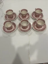 Adams Old English Rural Scenes Demitasse Cup Saucer 6 Cups Saucers Rare 1920s