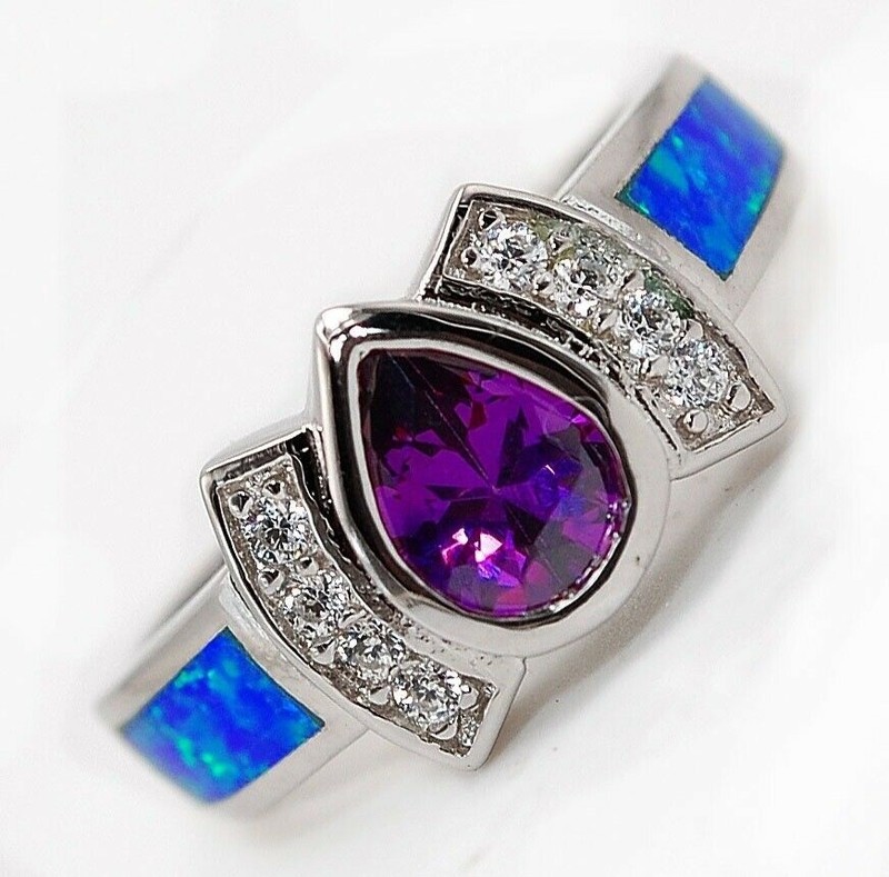 1CT Amethyst 925 Solid Sterling Silver Ring Jewelry Sz 9 AT3
