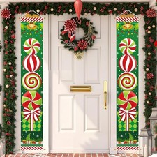 Christmas Decorations Outdoor Yard: Large Peppermint Giftbox Front Porch Sign