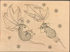 Stampa Rosa House Mouse Winter Wind Rubber Stamp