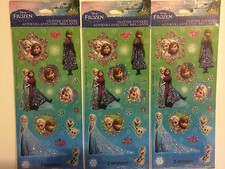 Lot of 3 Disney Frozen Glitter Stickers Hallmark Party Favors Anna Elsa Olaf