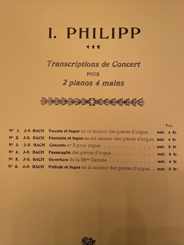 Bach for 2 Pianos (I. Philipp)