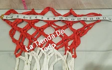 HEAVY DUTY THICK NYLON SEWN BASKETBALL HOOP RED AND WHITE NET READ