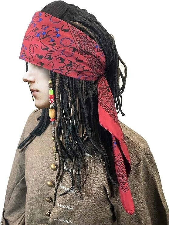 Wig w/Bandana Dreadlock Jack Sparrow Costume - Image 3 of 4