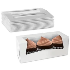 MT Products White Cupcake Box - 9" x 4" x 3.5" Bakery Boxes - Pack of 10