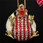 New Red Crystal Fairy Tale Crown Frog Fashion Women Pendant Sweater Necklace