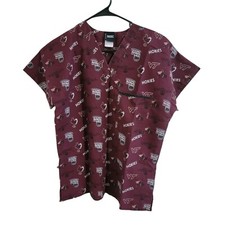 Virginia Tech Hokies Scrub Top Womens Small Red Basketball NBA Medical Uniform