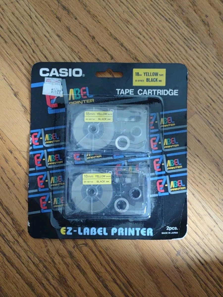 Casio EZ Label Printer Tape Cartridge 18 mm Fluorescent Yellow Tape Black  Ink IR