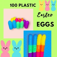 COLORFUL EASTER EGGS WITH 6 COLOR, SMALL SIZE            100PC. PLASTIC & EMPTY
