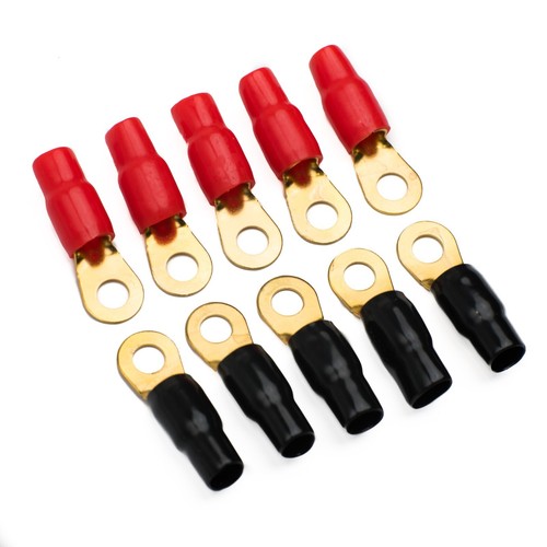 5 PAIR 10 4 AWG RING TERMINALS RED BLACK 4 GAUGE 5/16 inch - 8mm stud - 第 1/5 張圖片