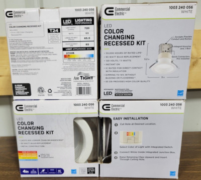 4 Commercial Electric LED Color Changing Recessed 4'' Dimmable 1003 240 056 White