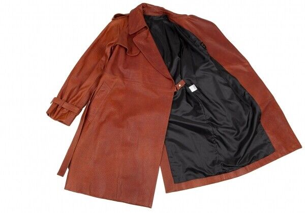 Jean Paul GAULTIER HOMME Crack Leather Trench Coat Size 48(K Jean Paul GAULTIER HOMME Crack Leather Trench Coat Size 48(K