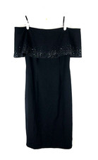 Adrianna Papell Women’s Black Off The Shoulder Cuff Cocktail Dress, Size 8