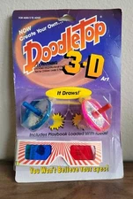 Vtg 90s Doodletop 3-D Art Top Hynotic Blue & Radical Red NOS Markers Swril READ