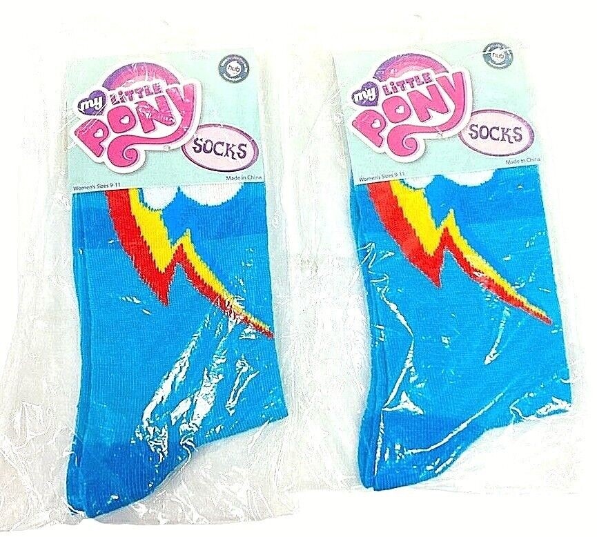 2 paia di calze girocollo donna My Little Pony Rainbow Dash Cutie taglia 9 10 11 nuove