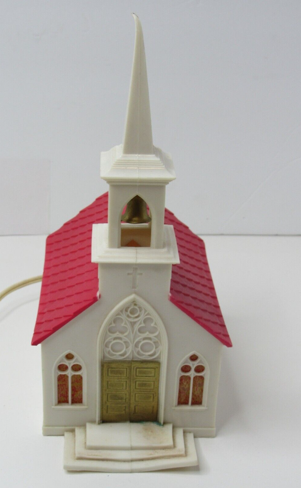 Vtg Glolite Illuminated Plastic Christmas Church Holiday Village Chapel
