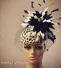 Kentucky Derby Hat Animal Print Black and White Royal Ascot Fascinator Del Mar