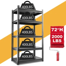 H&ZT 5 Tier Adjustable Storage Shelf Bookshelf Shelves for Wall Storage Garage