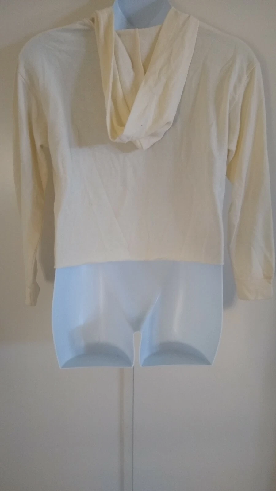 OFF WHITE Felpa donna Xhilaration manica lunga coulisse crop con cappuccio panna beige XL