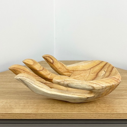 Wooden Bowl Novelty Hand Fruit Decorative Keys Crystal Ornament for Living Room - Picture 6 of 7