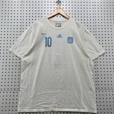 Argentina Adidas Messi Shirt Mens XL White Blue #10 Soccer 22.5x28.5