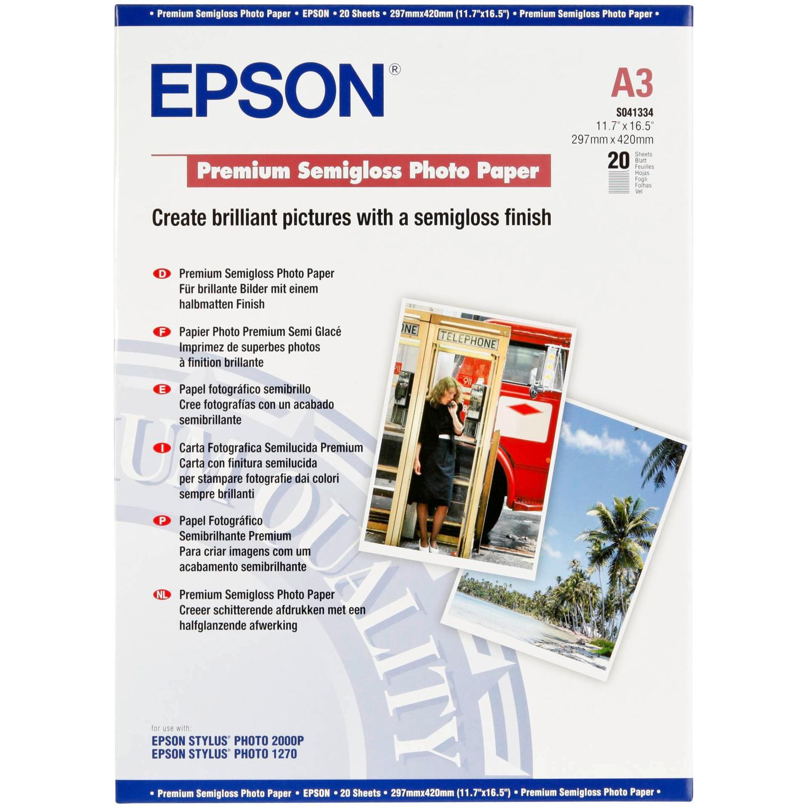 Наждачная бумага Epson Premium Semigloss Photo A 3 20 г 251 г S 041334 Druckerpapier 10790₽