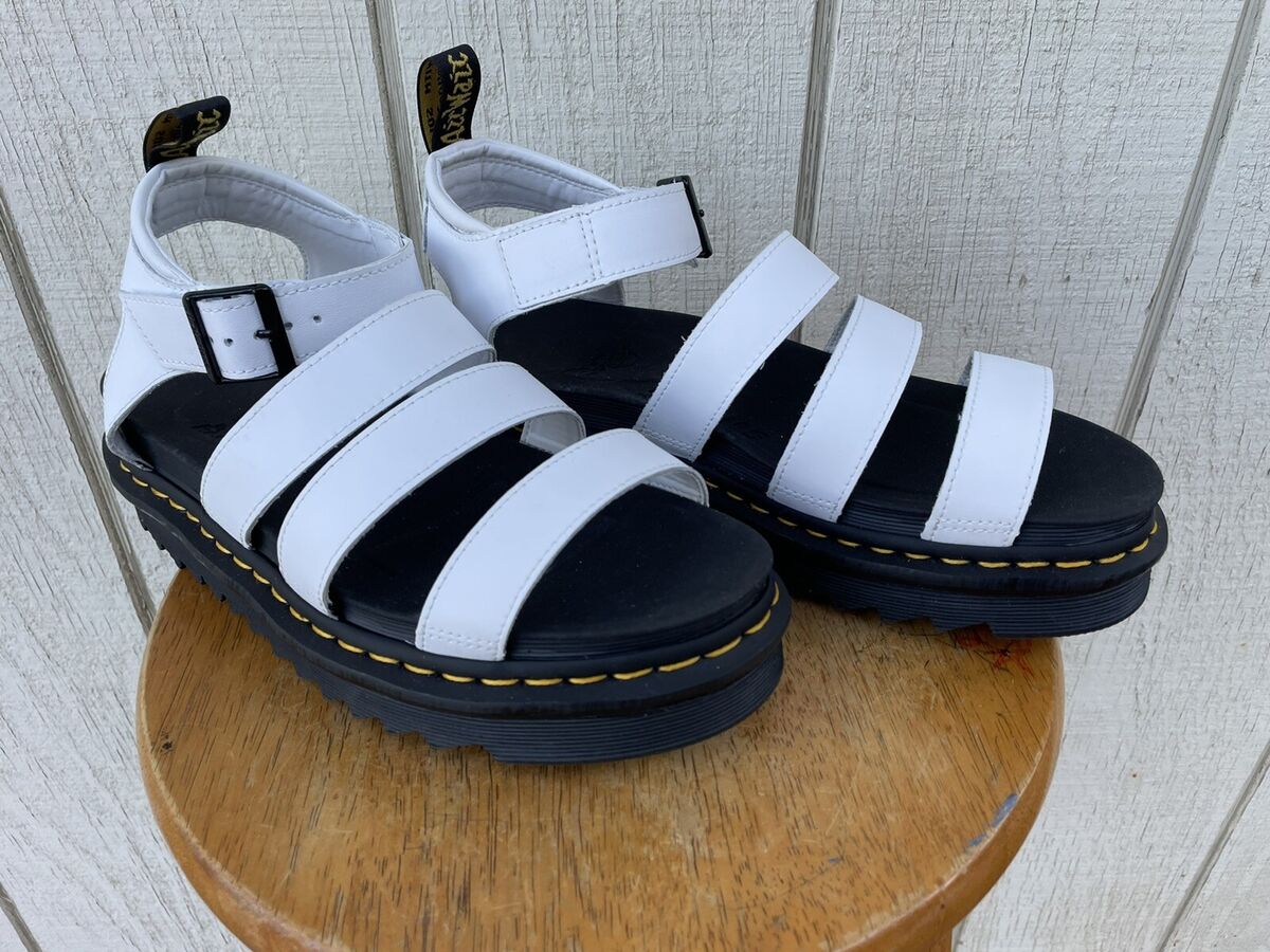 Dr. Martens Blaire White Hydro Leather Strap Sandals AirWair Dr. Martens Blaire White Hydro Leather Strap Sandals AirWair
